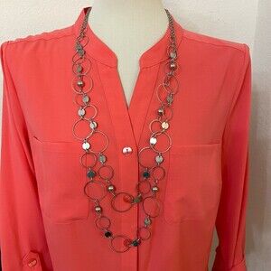 NY Silver-tone Rings Chains Long Fashion Necklace